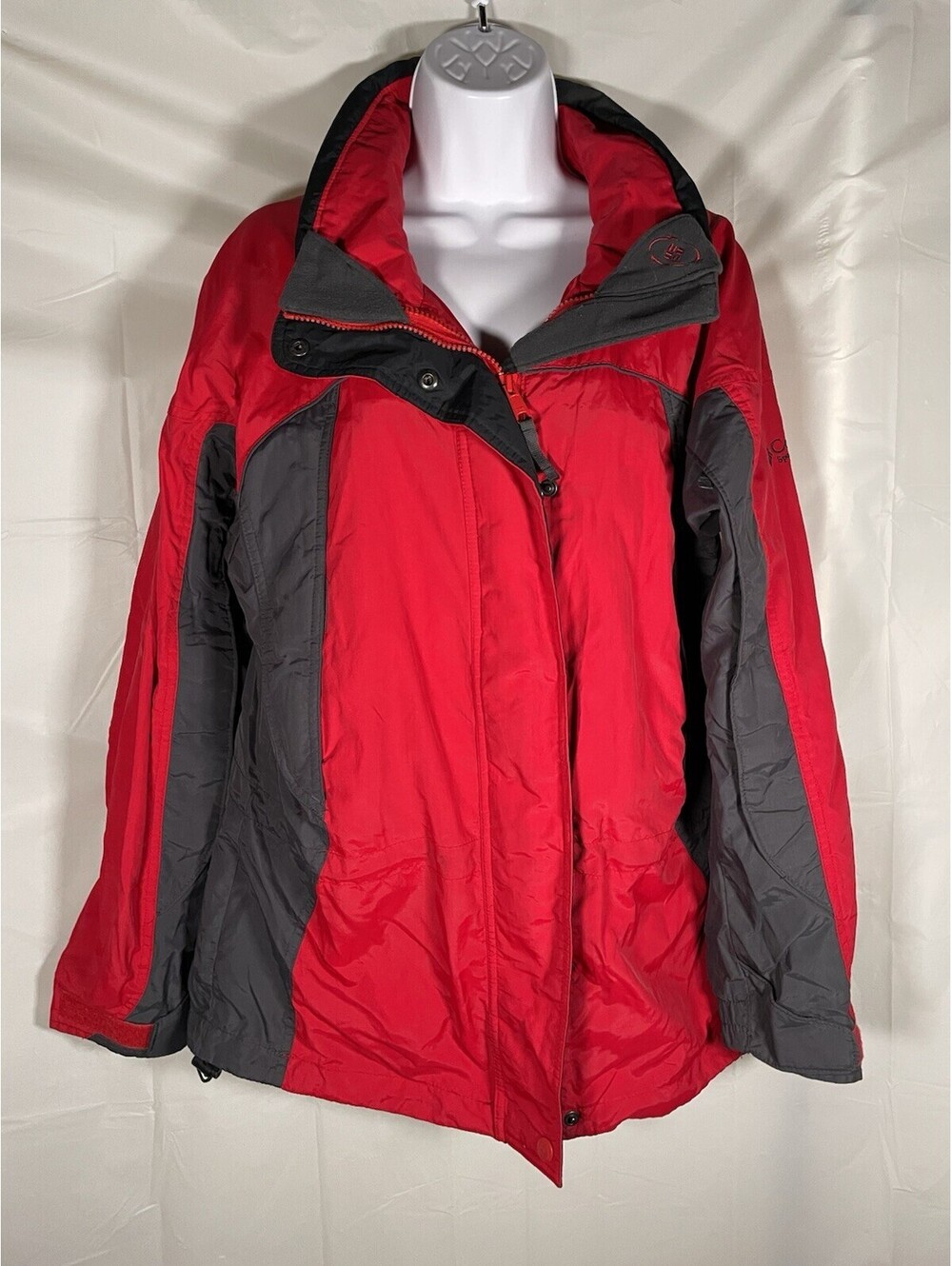 Columbia Core Interchange Jacket Women's M Medium Red Gray Hooded Winter Coat